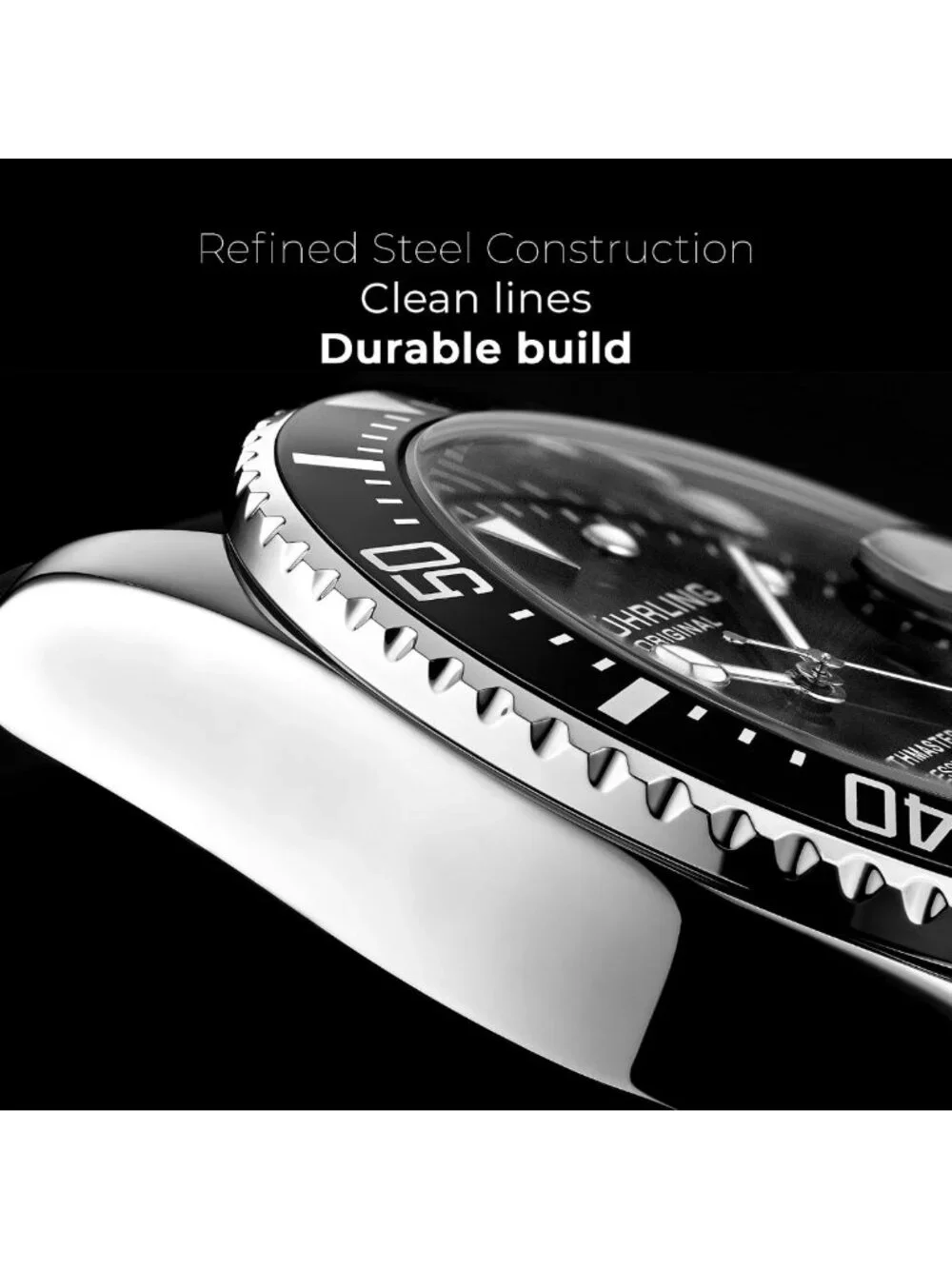 Men's 42mm Dive Watch - Stainless Steel, Japanese Quartz, Black Dial, Rubber